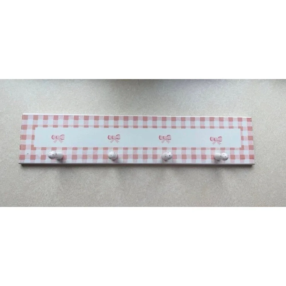 Little girl bow and gingham wall hook